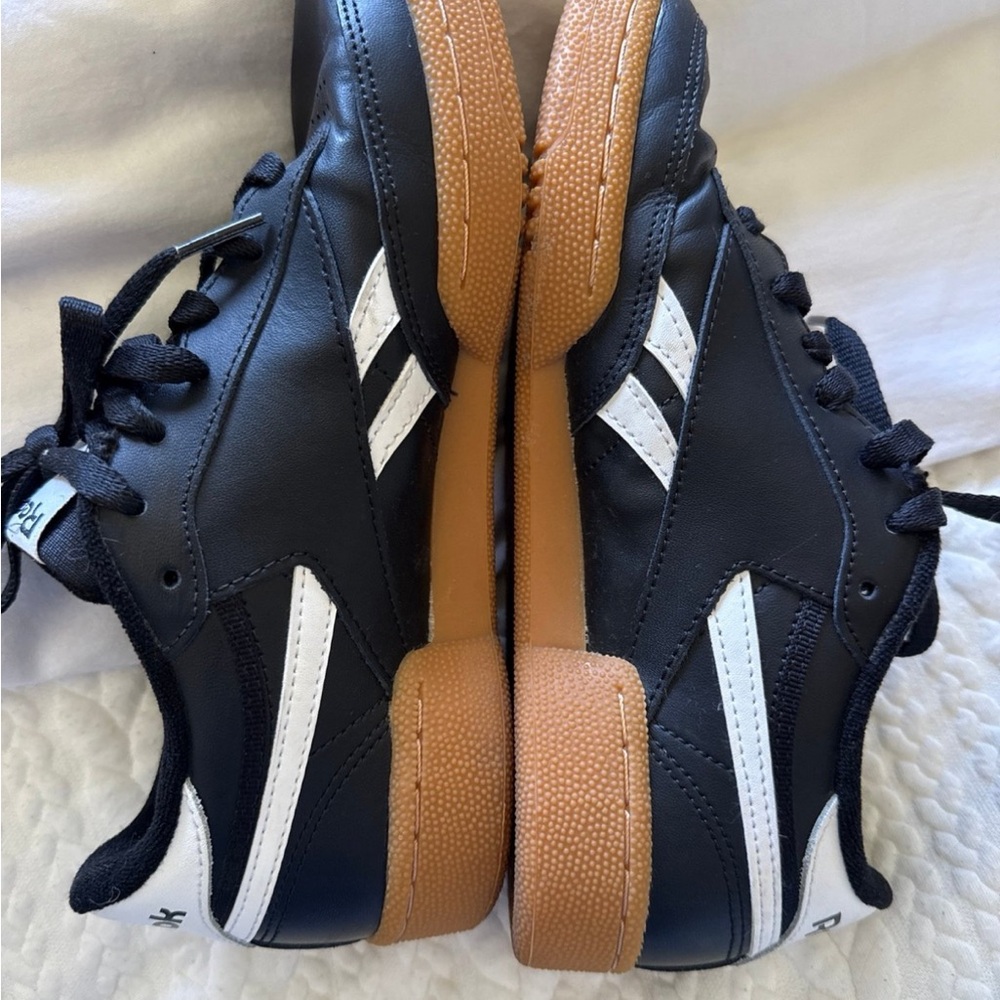 Reebok Classics black and White Sneakers with Gum Sole